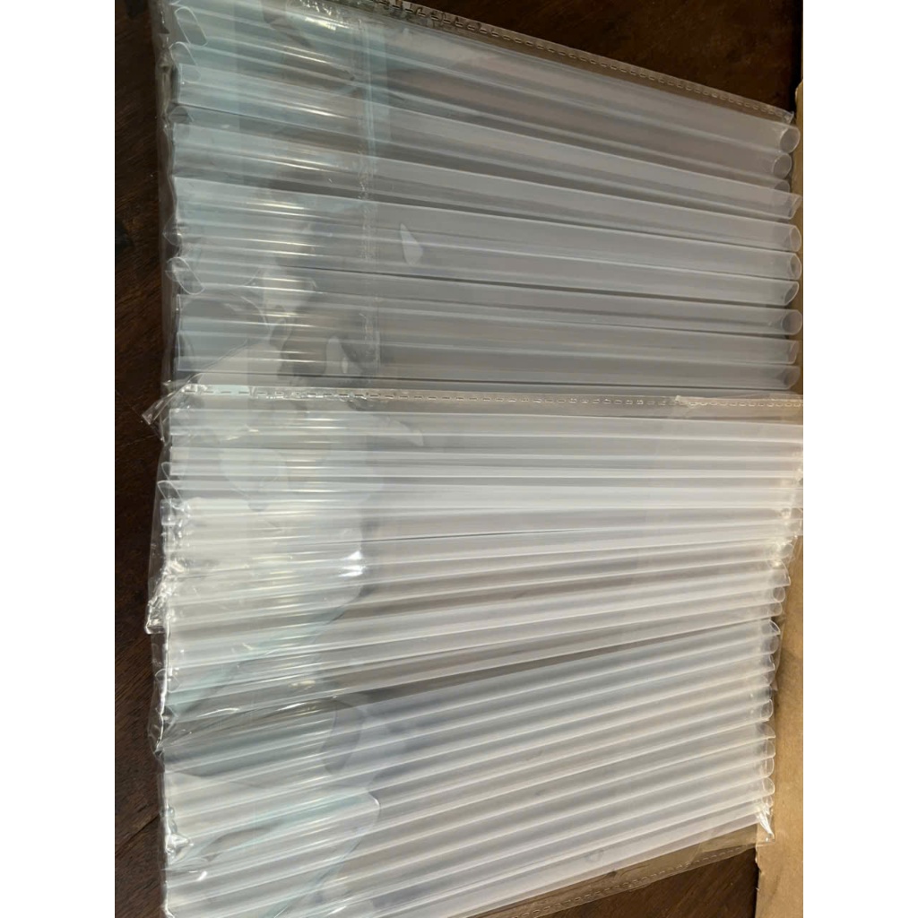 Ống hút nhựa đầu nhọn, dày cứng dài 24cm/ 28cm, cho ly tim, bình cao 700ml, 1.3l, 2l, không/có bọc màng OPP.