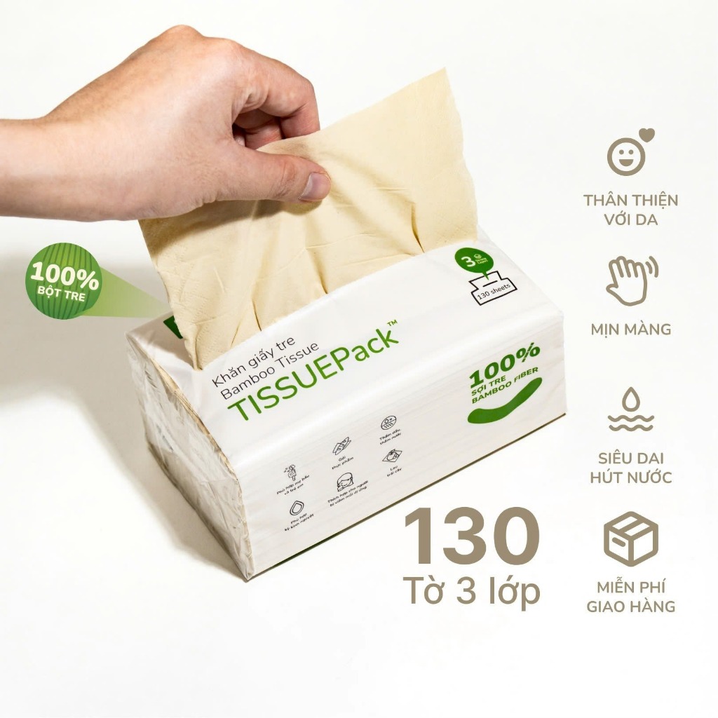 Khăn Giấy Rút Để Bàn từ Sợi Tre FUDO BAMBOO TissuePack