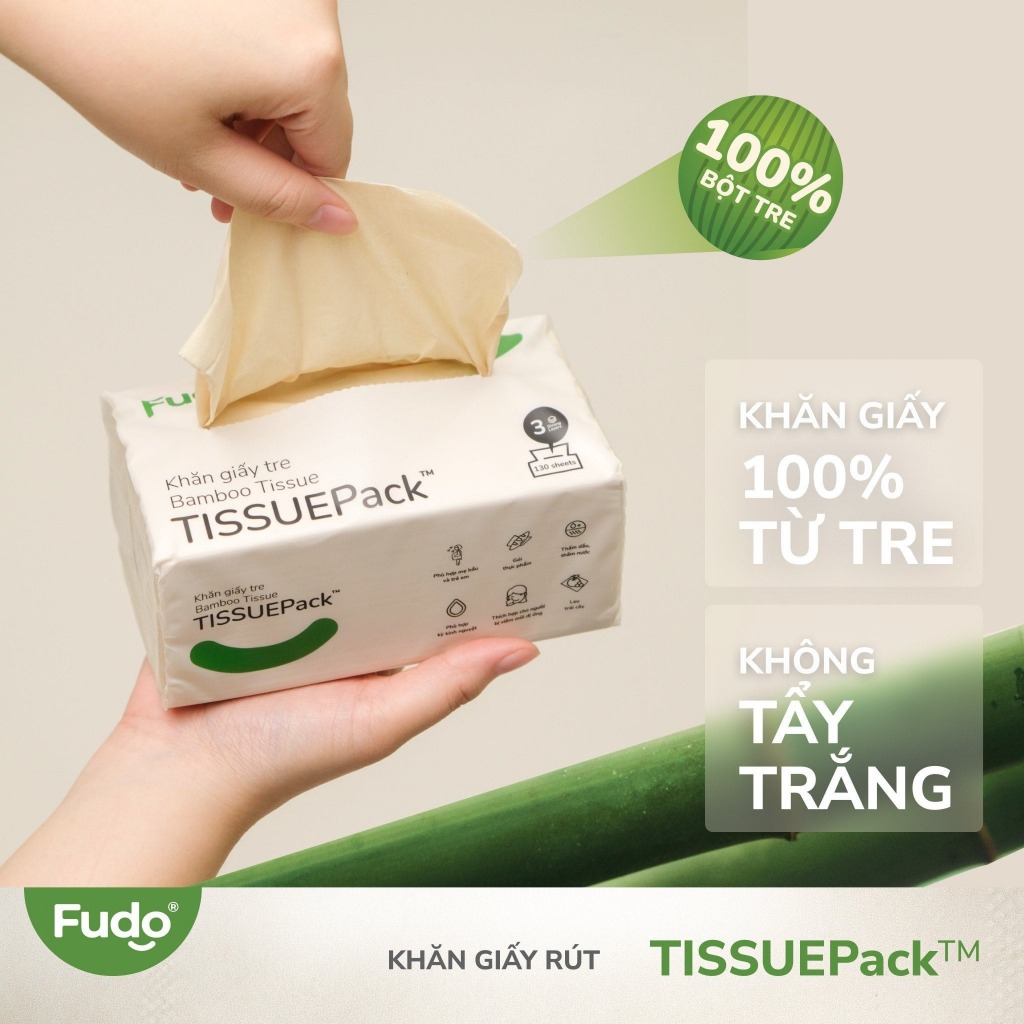 Khăn Giấy Rút Để Bàn từ Sợi Tre FUDO BAMBOO TissuePack