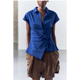 Áo sơ mi Zara made in Morocco buộc eo cotton mát đẹp không nhăn