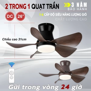 Quạt trần 66CM Lõi Đồng Gogeous 5 Cánh đèn quạt trần cho phòng khách điều khiển từ xa