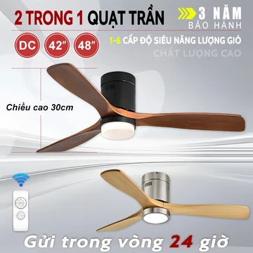 GOGEOUS Quạt trần đèn,quạt 3 cánh trang trí chung cư trần nhà thấp phòng khách quạt trần đèn