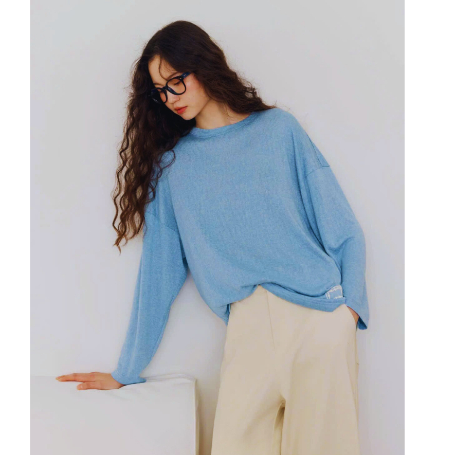 Áo thun nữ tay dài gam màu xanh Biển in hình dể thương JULYFASHION, Áo dài tay nữ chất xượt màu sáng mặc đẹp