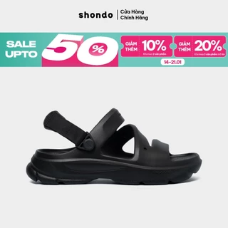 Giày Sandals SHONDO FX Chất Nhựa Đúc Cao Cấp Chống Trơn Trượt, Không Thấm Nước Thời Trang Màu Full Đen F101010