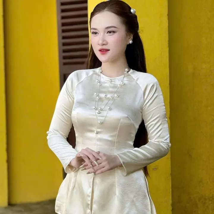 Hân Nguyễn Áo Bà Ba - B.A180 - Áo Bà Ba Lụa Valentinoo Châu Sa Cao Cấp Cổ Tròn Nút Nụ Dây Kéo ( Quần Lụa )