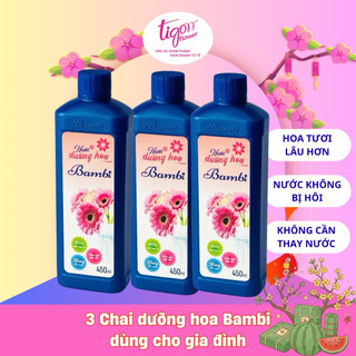 COMBO 3 CHAI NƯỚC DƯỠNG HOA BAMBI 450ML - Giúp hoa tươi lâu và rực rỡ, giữ nước sạch hơn (ĐƯỢC ĐỒNG KIỂM)