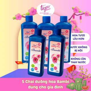 COMBO 5 CHAI NƯỚC DƯỠNG HOA BAMBI 450ML - Giúp hoa tươi lâu và rực rỡ, giữ nước sạch hơn