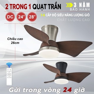 【COD】Quạt trần cổ ngắn 70cm Quạt trần đèn phòng ngủ,phòng khách 3 màu Chế độ ánh sáng