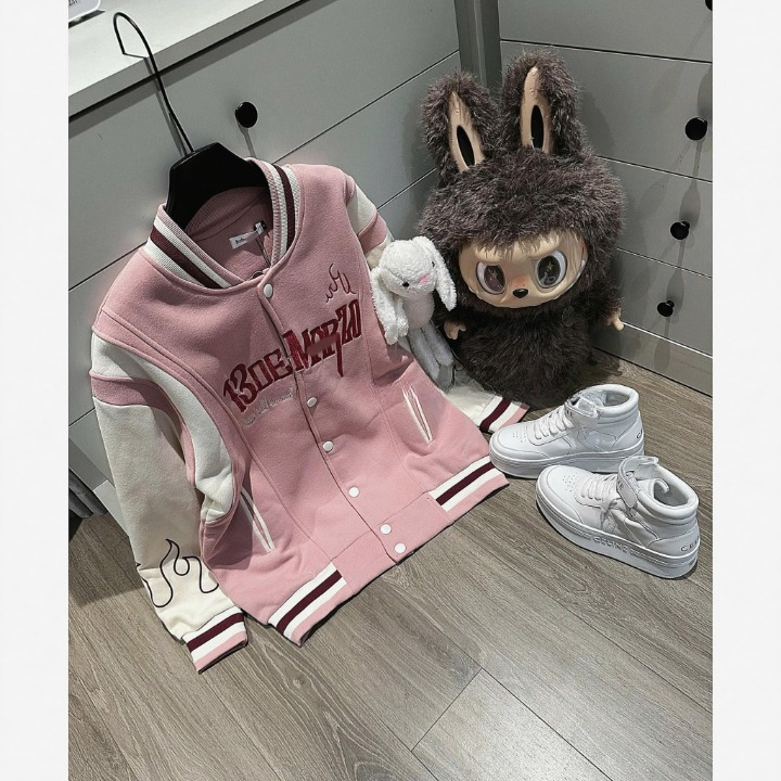 Áo khoác nữ DONNA HCOM3597 bomber phối 2 màu hồng trắng xinh xắn, trẻ trung