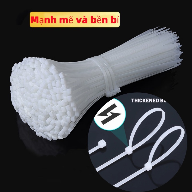 Dây rút nhựa trắng Bó 100 Dây Thít chất lượng cao, dây thít nhựa dẻo dai, thít chặt