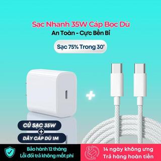 [ Sạc K Nhanh Hoàn Tiền ] Bộ Củ Cáp Sạc Nhanh 35W Củ Sạc PD35W Dây sạc dù chống gãy gập An Toàn Ổn Định Bảo Vệ Thiết Bị