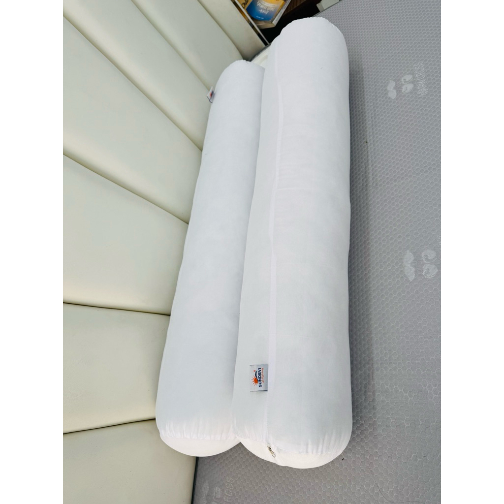 Ruột gối ôm SUNDEVI 35x105cm , bo tròn 2 đầu, bông nguyên sơ trắng tinh khiết, có khoá kéo
