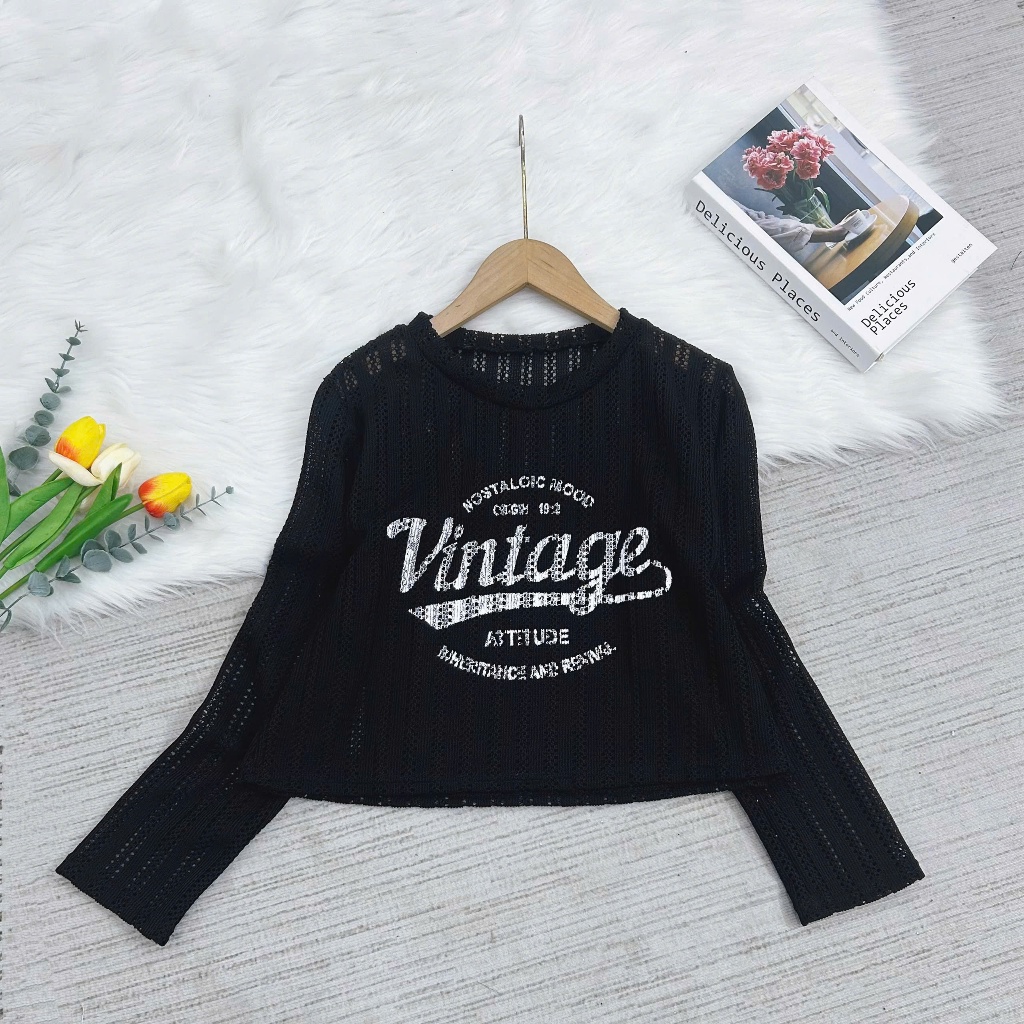 Áo Kiểu Croptop Cổ Tròn Chất Vải Ren Lưới In Họa Tiết Nhiều Màu Dễ Phối Freesize
