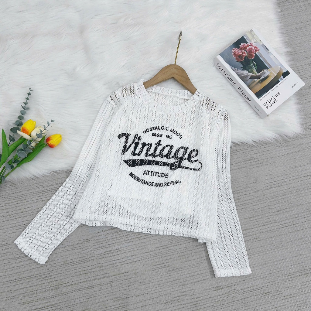 Áo Kiểu Croptop Cổ Tròn Chất Vải Ren Lưới In Họa Tiết Nhiều Màu Dễ Phối Freesize