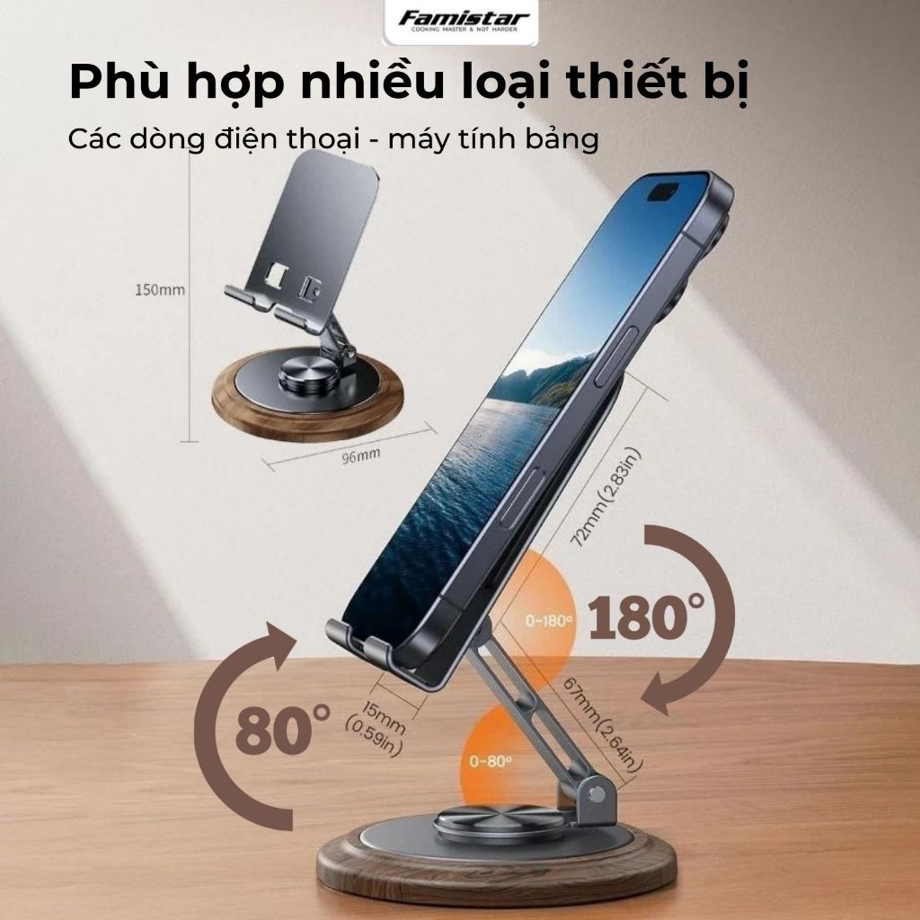 Giá đỡ điện thoại máy tính bảng GD12 Famistar, Chống Trượt, Hợp Kim Chắc Chắn, Nhỏ Gọn
