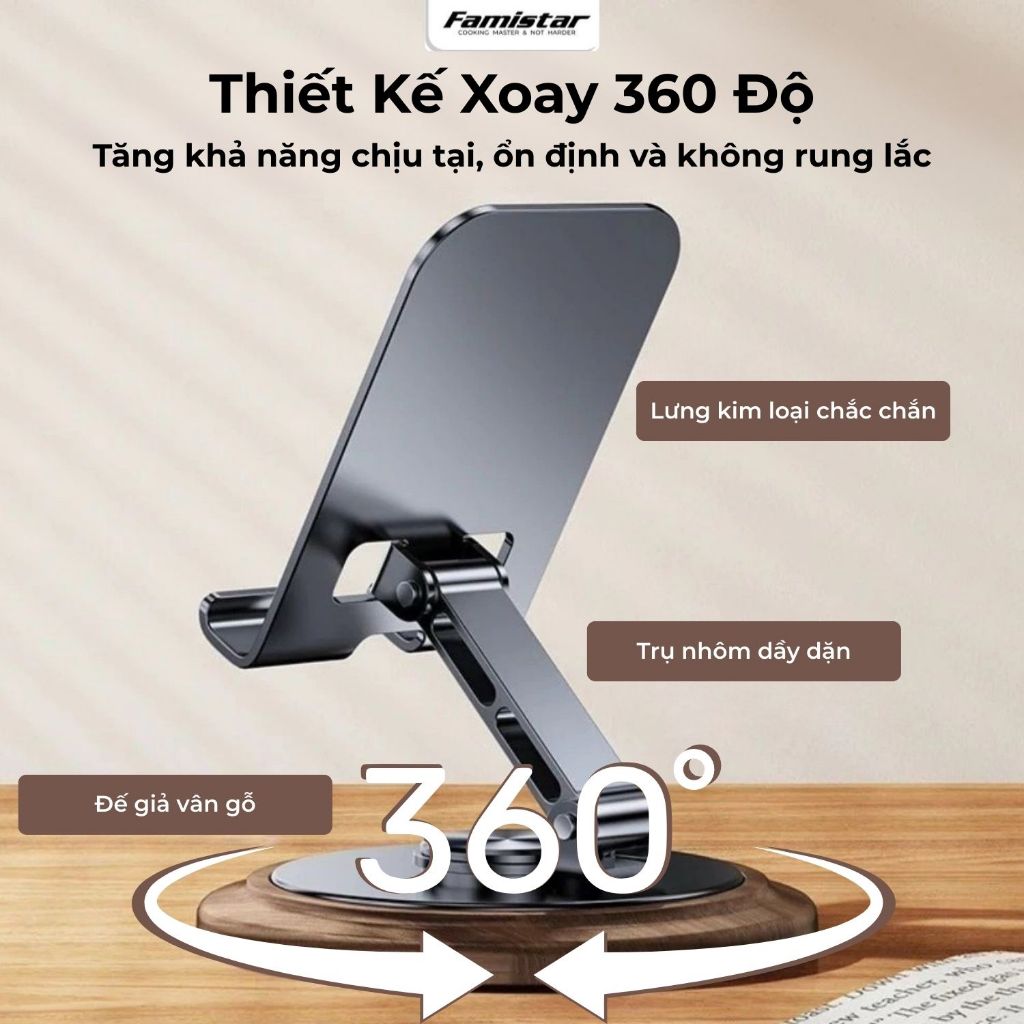 Giá đỡ điện thoại máy tính bảng GD12 Famistar, Chống Trượt, Hợp Kim Chắc Chắn, Nhỏ Gọn