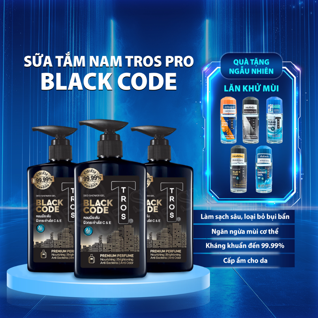 [MUA 1 TẶNG 1] Sữa Tắm Nam Cao Cấp TROS 450mL ĐƯỢC 1 LĂN KHỬ MÙI CÙNG LOẠI Diệt Khuẩn, Khử Mùi Hôi