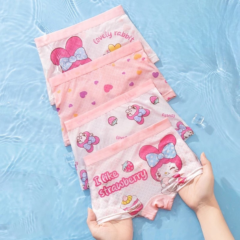 [Peinn] (SIÊU MÁT) Combo 4 quần chíp bé gái Mèo Sweet Lưới dễ thương, quần lót mềm mịn thoáng khí