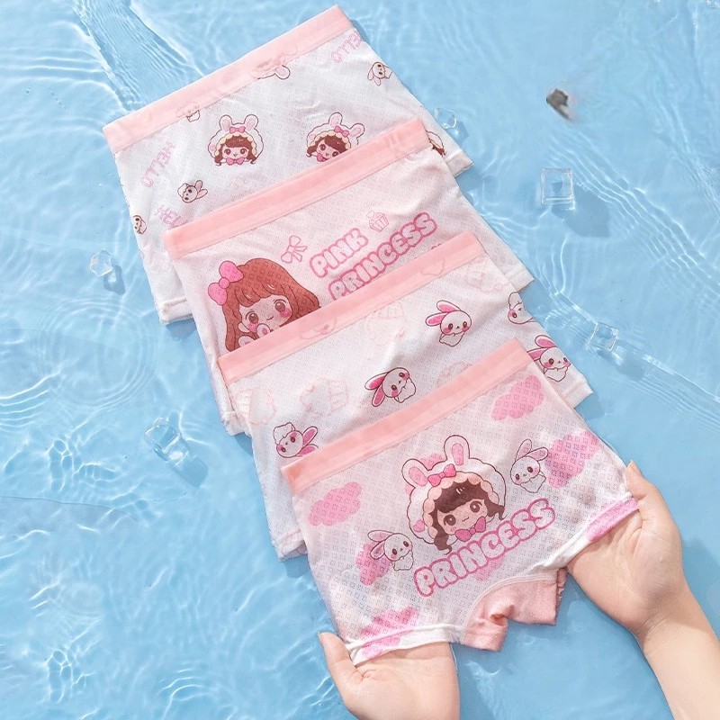 [Peinn] (SIÊU MÁT) Combo 4 quần chíp bé gái Mèo Sweet Lưới dễ thương, quần lót mềm mịn thoáng khí