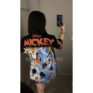 [ẢNH CHÍNH CHỦ ] Áo Phông Mickey Blue Disney Cotton 100% Thái Hình In Full 2 Mặt