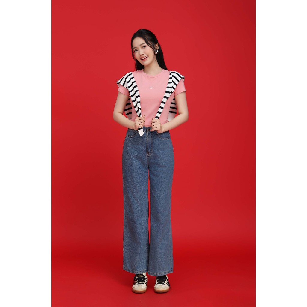 Quần Jeans Nữ Ống Suông GUMAC Chất Liệu Jean Mềm Form Basic Dễ Mix Đồ LQJE1109