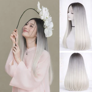 TÓC GIẢ BỘ NGUYÊN ĐẦU TRẮNG OMBER ĐEN - TÓC DIỆN TẾT, ĐI LỄ - TÓC CHỤP ÁO DÀI - TẶNG LƯỚI TRÙM