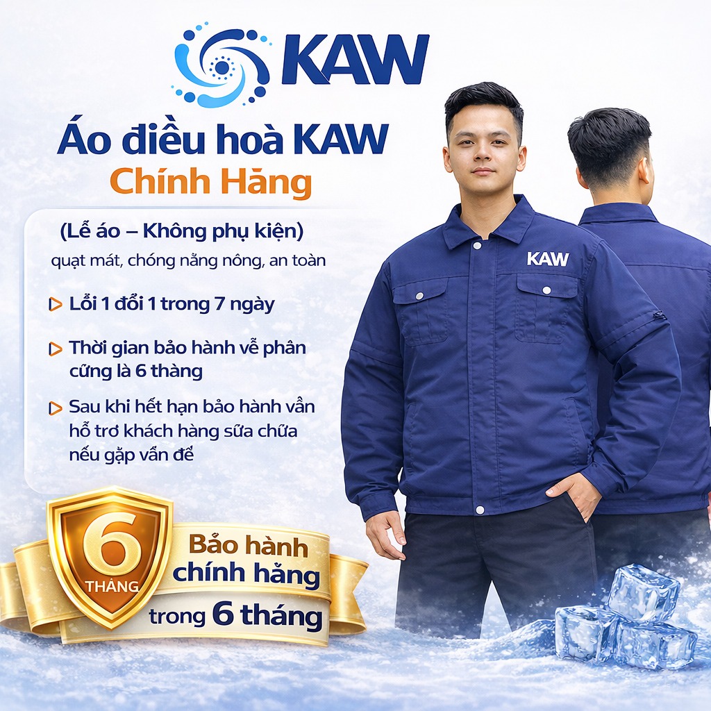 Áo điều hòa KAW Chính Hãng (lẻ áo - không phụ kiện) quạt mát, chống nắng nóng, an toàn