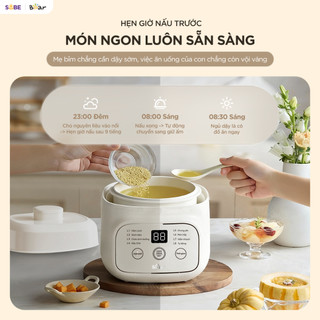 Nồi Nấu Chậm Bear EST-085DH 0.8 Lít, Chức Năng Nấu Cháo, Hầm/Ninh, Chưng Yến, Nấu Chè, Hấp, Giữ Ấm, Giữ Nguyên Hương Vị