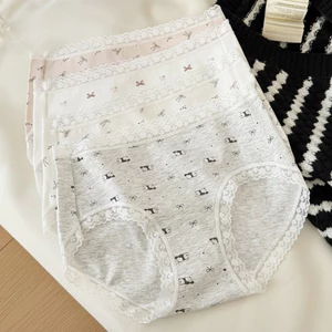 Combo 4 Quần lót nữ cotton kháng khuẩn thấm hút, Quần chíp nữ viền ren họa tiết dễ thương ZANA L5228
