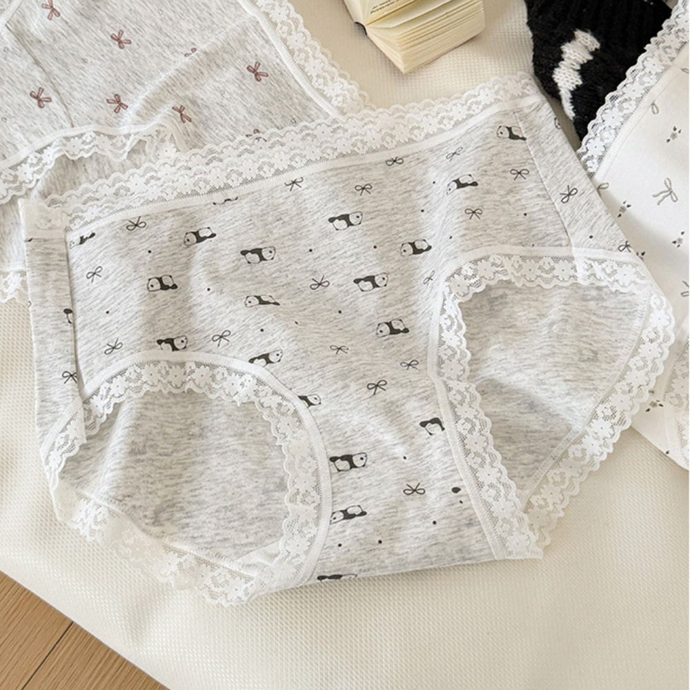 [ Xả Hàng ] Combo 4 Quần lót nữ cotton kháng khuẩn thấm hút, Quần chíp nữ viền ren họa tiết dễ thương ZANA L5228