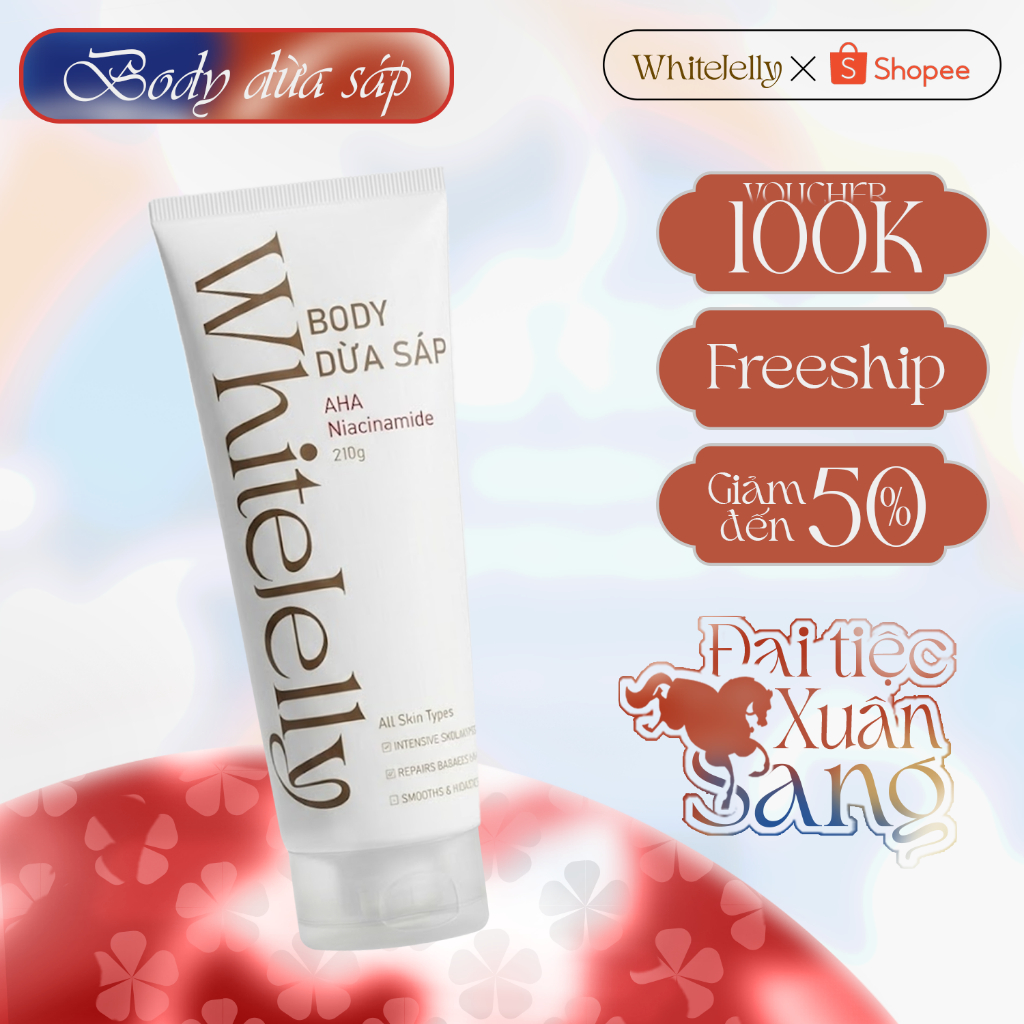 Kem Body Dừa Sáp WhiteJelly Dưỡng Trắng Da Sáng Da Chuyên Sâu 210ml Phục Hồi, Cấp Ẩm, Mịn Da