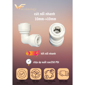 Co Cút Nối Nhanh 2 Đầu 10-10 và Cút Chuyển Đổi 6-10 Thẳng và Góc cho máy lọc nước, dây phun sương...