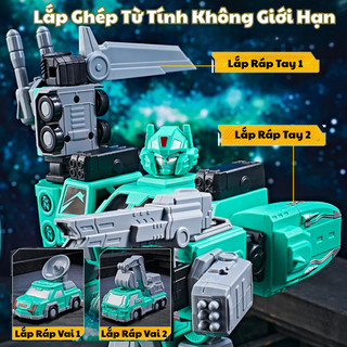 Hộp Đồ Chơi Lắp Ráp Robot Biến Hình Từ Tính 8in1 25-37 Mảnh Cho Bé-Đồ Chơi Lắp Ghép Robot Ô Tô,Máy Bay,Xe Tăng Nam Châm