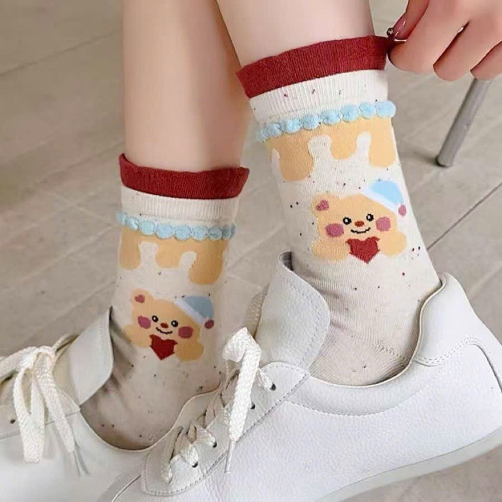 [Peinn] Set 5 Đôi Tất Nữ Họa Tiết Hình Thú Cute Cổ Cao – Siêu Xinh, Chất Liệu Dày Dặn Mềm Mịn Mẫu