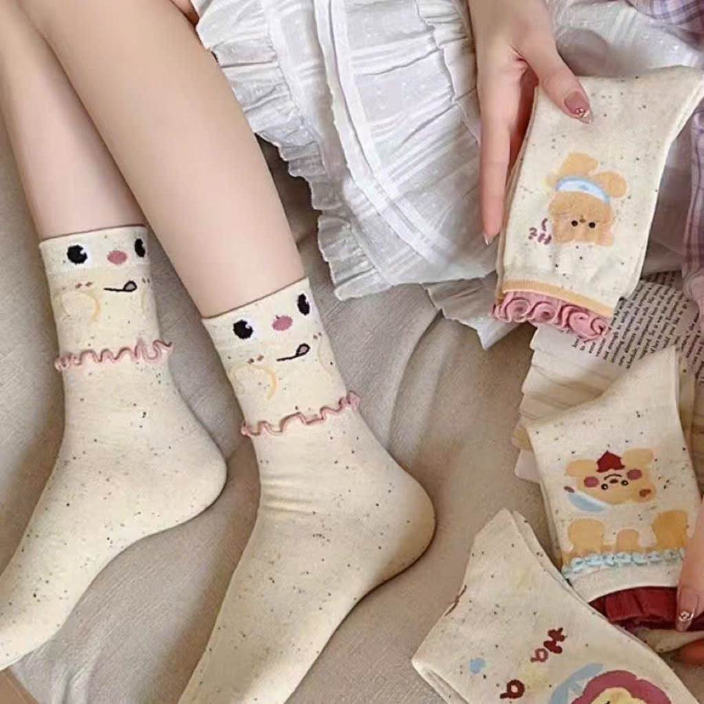 [Peinn] Set 5 Đôi Tất Nữ Họa Tiết Hình Thú Cute Cổ Cao – Siêu Xinh, Chất Liệu Dày Dặn Mềm Mịn Mẫu