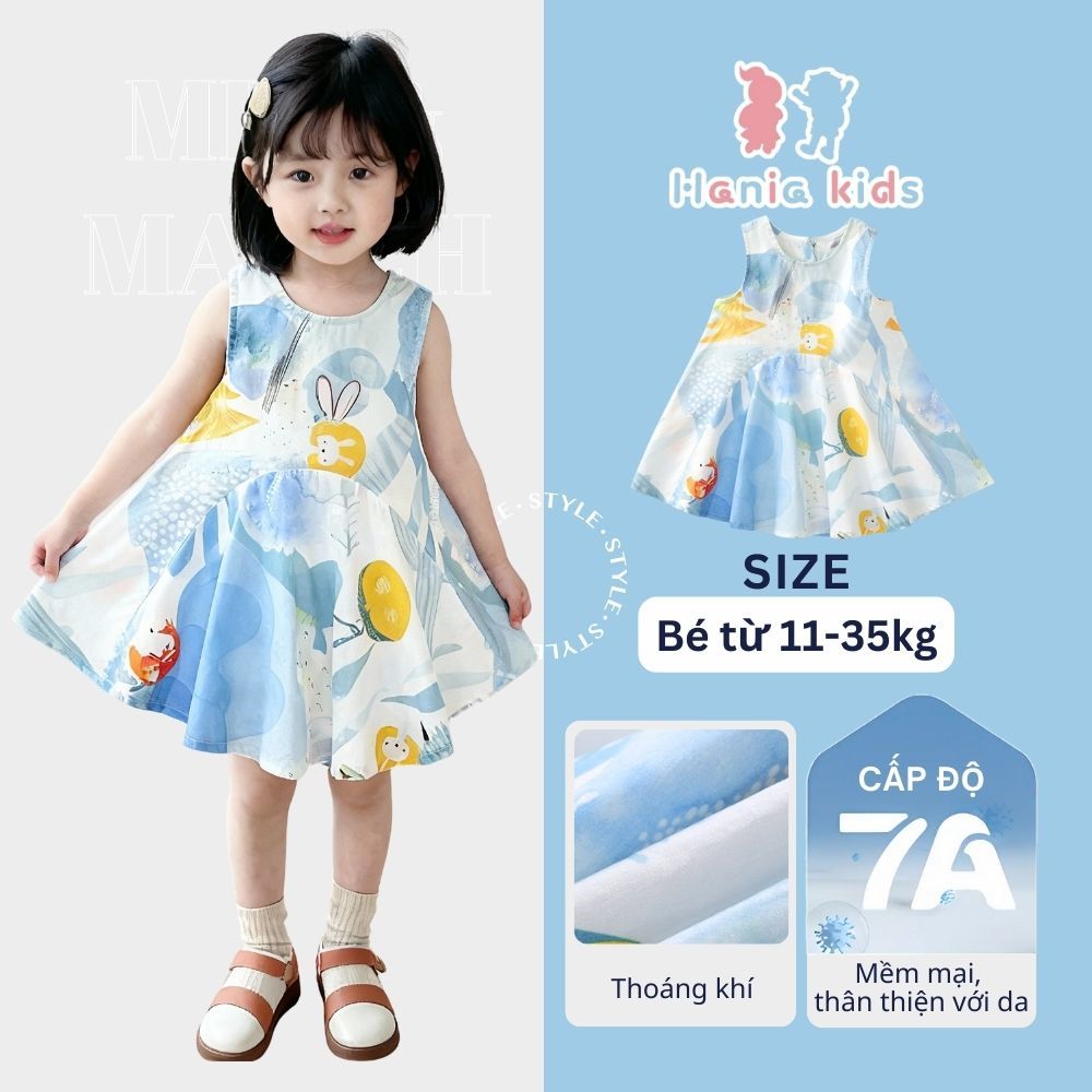 Váy Cho Bé Gái, Váy Suông Sát Nách Cho Bé Gái Họa Tiết Đáng Yêu Dáng Xòe Chất Liệu Mềm Mại