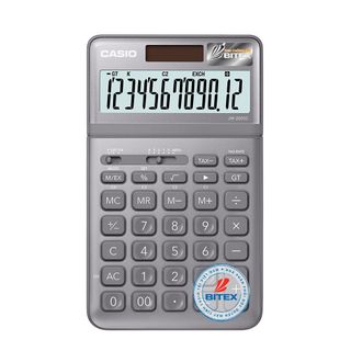 Máy Tính Để Bàn Casio JW-200SC Màu Xám (12 Chữ Số) - Màn Hình Nghiêng, Chống Va Đập, Năng Lượng Kép, Tính Thuế & Tỷ Giá