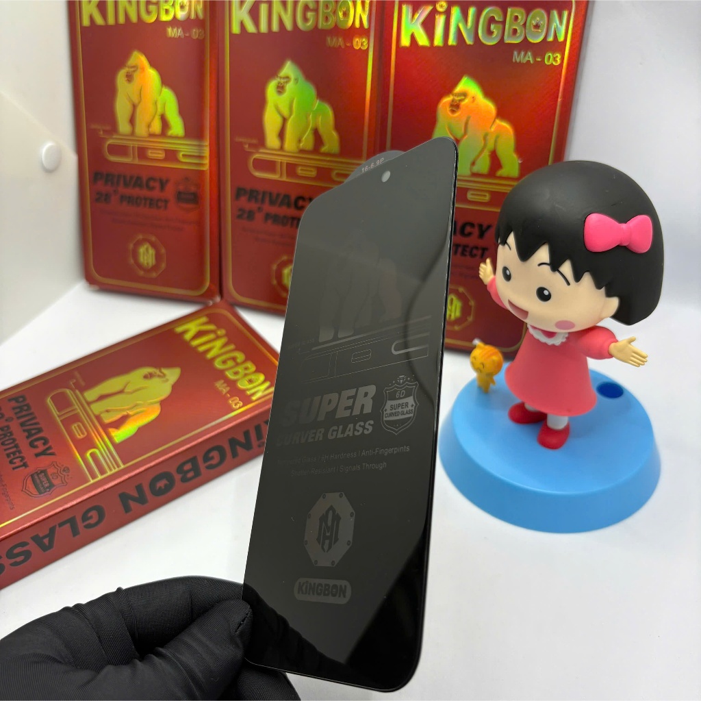 Kính cường lực Chống Nhìn Trộm 28 ĐỘ KiNGBON kèm bảo vệ màng loa cho Iphone 7plus đến 17 pro max