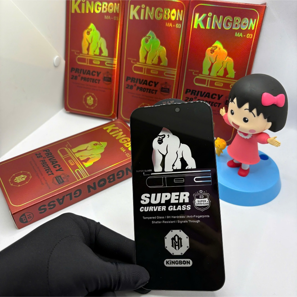 Kính cường lực Chống Nhìn Trộm 28 ĐỘ KiNGBON kèm bảo vệ màng loa cho Iphone 7plus đến 17 pro max