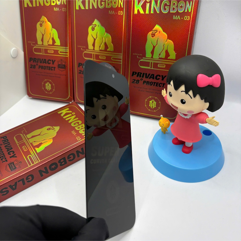 Kính cường lực Chống Nhìn Trộm 28 ĐỘ KiNGBON kèm bảo vệ màng loa cho Iphone 7plus đến 17 pro max