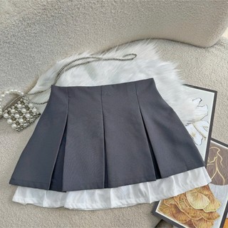 Chân Váy Bigsize Nữ 2 Lớp Lưng Cao Phối Viền Vải Trắng Khóa Kéo Cho Chubby CV421