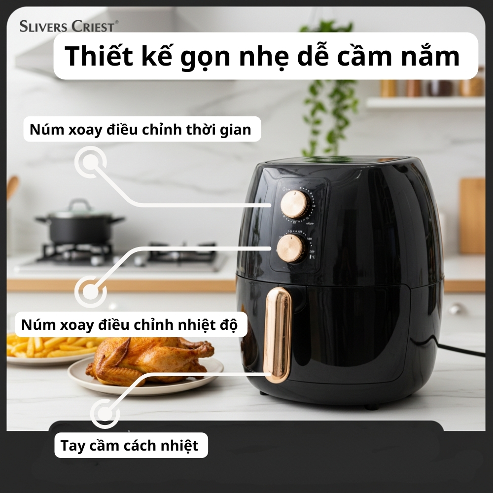 [BH 1NĂM] Nồi Chiên Không Dầu Silver Criest  Dung Tích 6L Công Nghệ Chiên 360 độ  - Bảo hành 1 năm