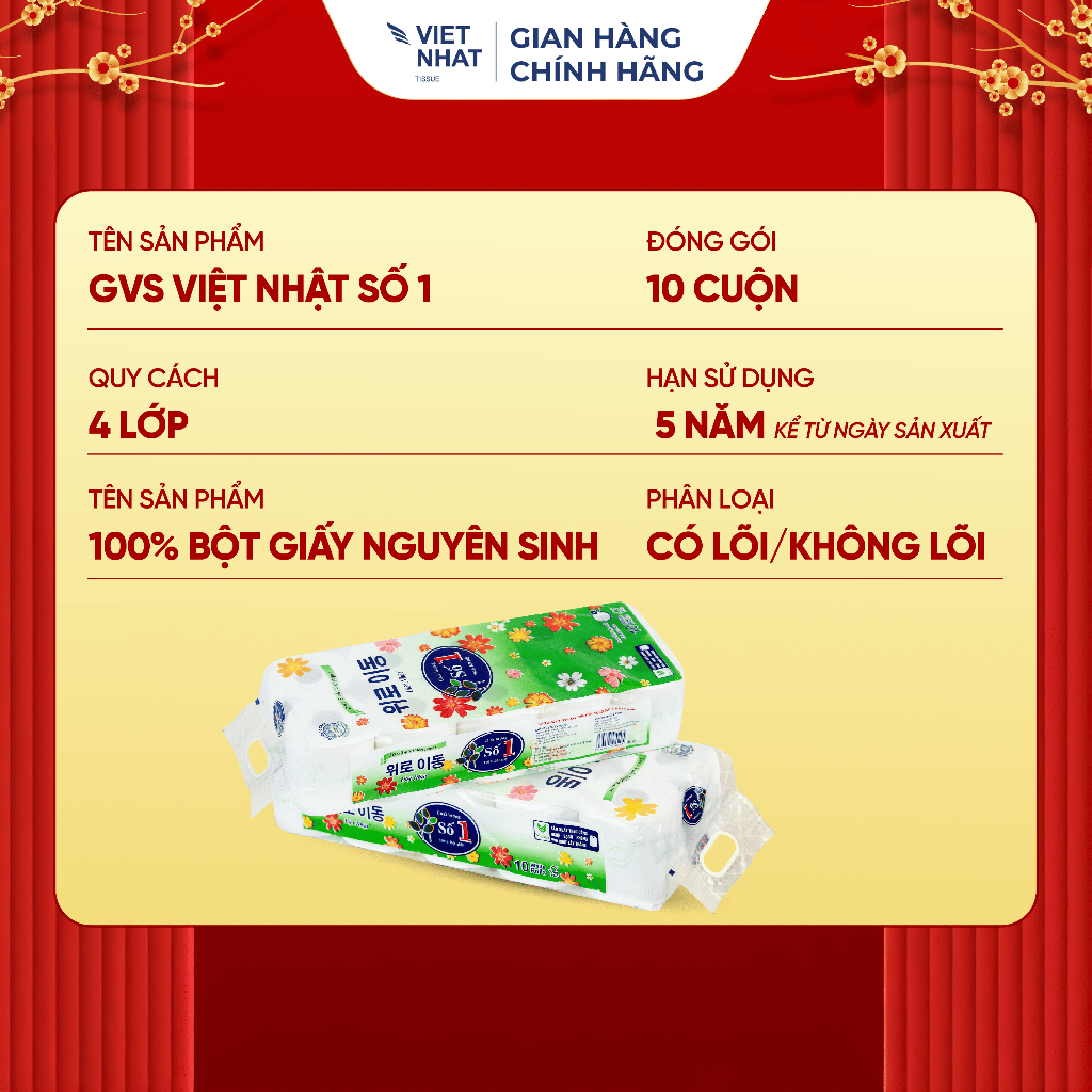 COMBO 2 Giấy Vệ Sinh Việt Nhật Số 1 Không Lõi/ Có Lõi 10 Cuộn 4 Lớp, Tan Nhanh, An Toàn, Thấm Hút Tốt, Chất Lượng