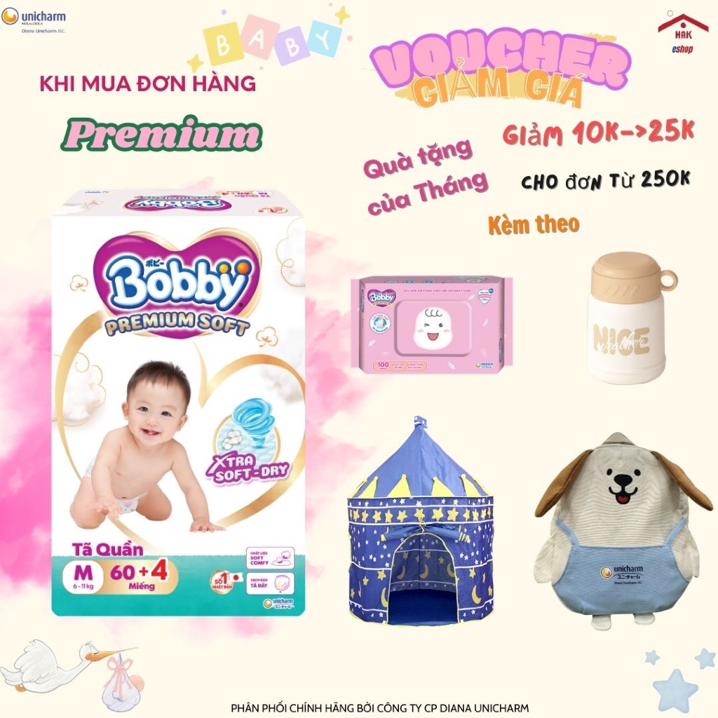 [Quà tặng Bobby] Tã quần Bobby Premium Soft – Êm mềm cho da bé, size M ...