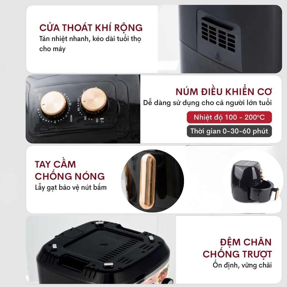 [BH 1NĂM] Nồi Chiên Không Dầu Silver Criest  Dung Tích 6L Công Nghệ Chiên 360 độ  - Bảo hành 1 năm