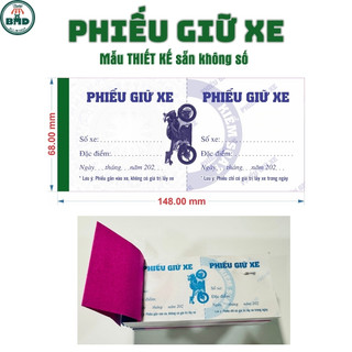 Phiếu giữ xe mẫu chuẩn 14.8x6.8cm-Chọn Bloc 10 quyển