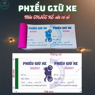 Phiếu giữ xe mẫu chuẩn 14.8x6.8cm-Chọn Bloc 10 quyển