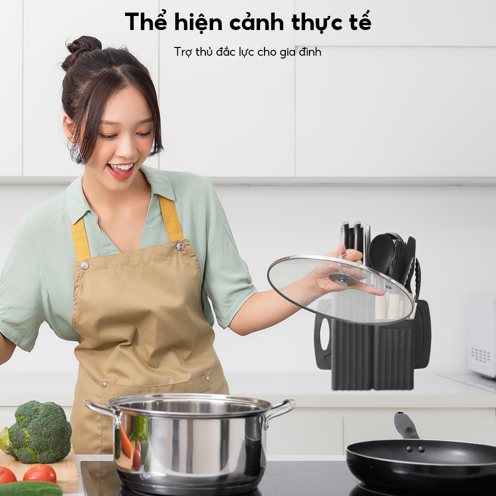 Bộ 19 Dụng Cụ Nhà Bếp Silicon Chống Dính, Chịu Nhiệt 250°C - An Toàn Vệ Sinh