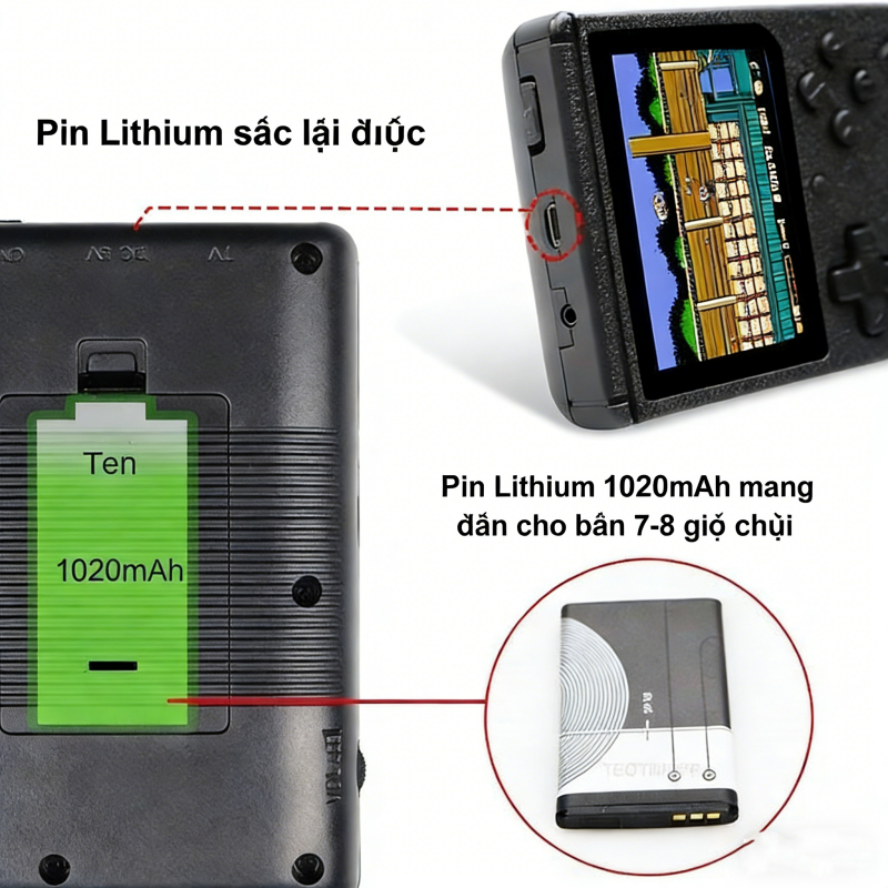Trò chơi cầm tay Mini 500 trong 1 Máy chơi Game cổ điển di động dành cho người chơi cao cấp Trò chơi bé trai
