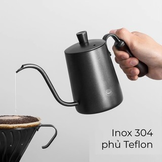 Volcano Ấm bình rót nước nóng pha cà phê bằng inox, cán gỗ Cafede Kona, ấm rót nước cổ ngỗng